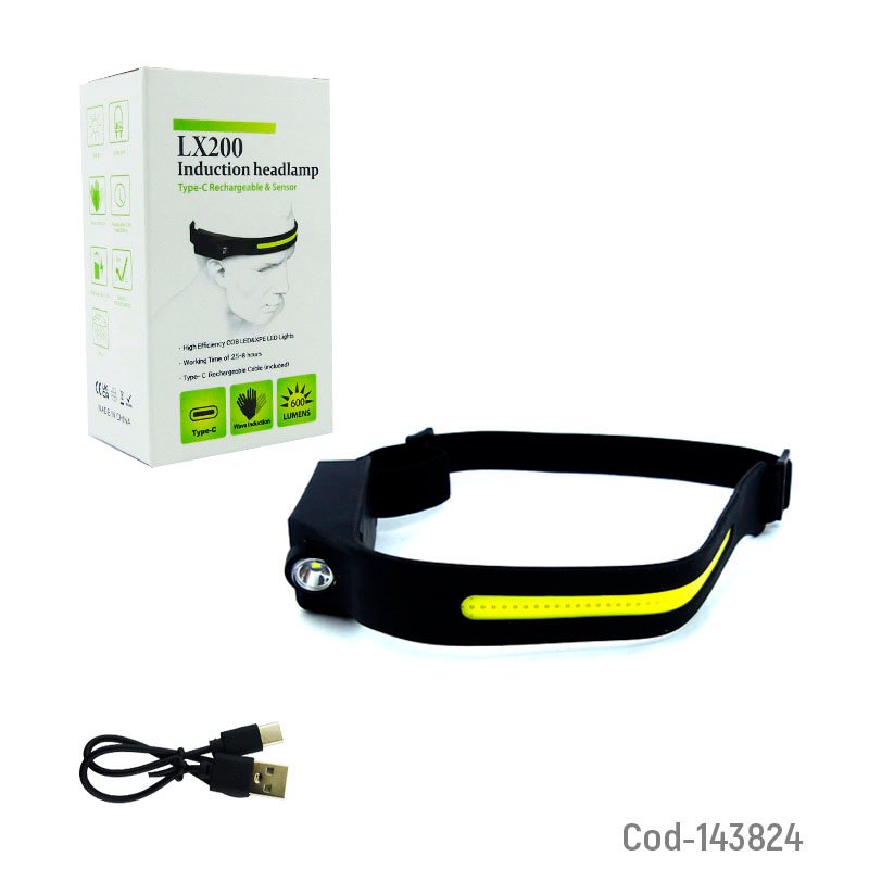 Linterna minero 1 led + banda cob modelo lx200 de luz blanca recargable. - pack de 10 unidades mayorista — imagen 4