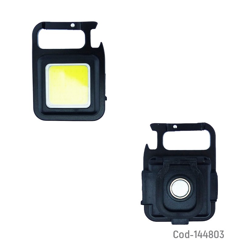 Linterna de 1 led cob de metal tipo llavero con iman, destapador y gancho tipo mosqueton recargable. - pack de 10 unidades mayorista — imagen 2