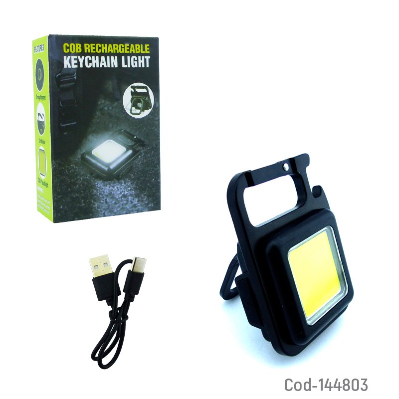 Linterna de 1 led cob de metal tipo llavero con iman, destapador y gancho tipo mosqueton recargable. - pack de 10 unidades mayorista — imagen 4