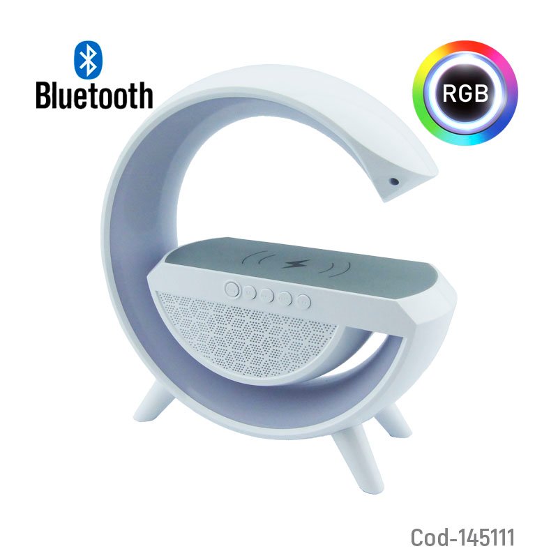 Parlante Bluetooth Lampara RGB Y Cargador Inalambrico Para Smartphone Modelo BT2301. 23.5 cm x22.5 cm x 8 cm por mayor en Chile
