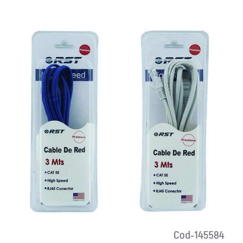 Cable de red 3 metros categoria 5e marca rst. - pack de 20 unidades mayorista — imagen 3