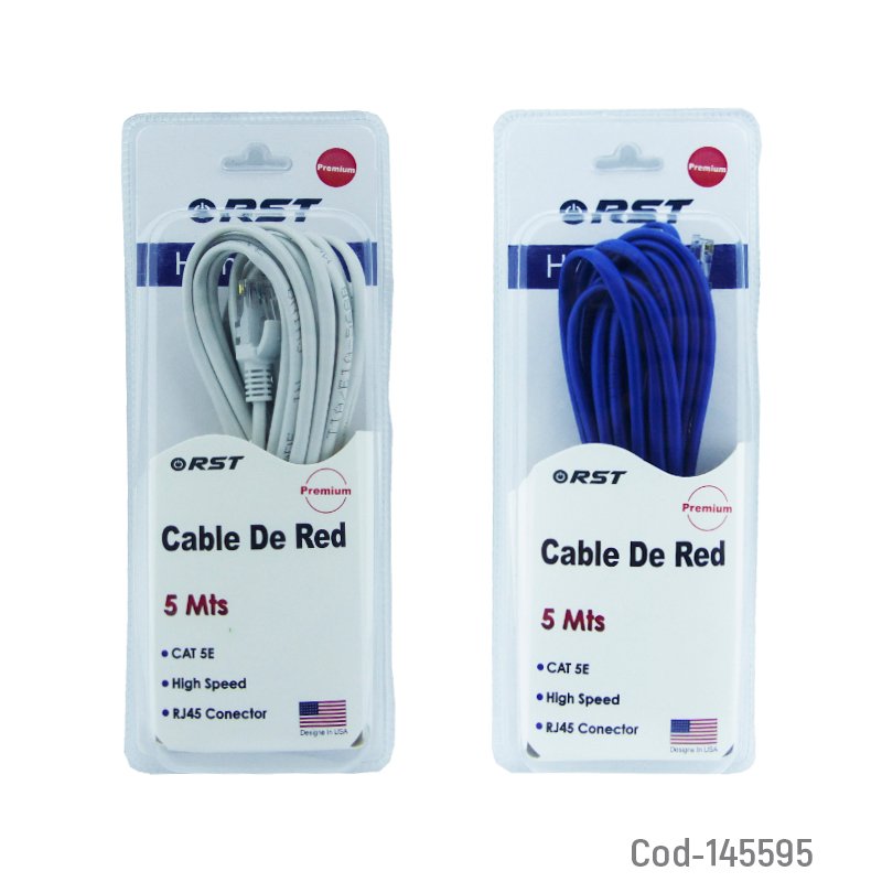 Cable de red 5 metros categoria 5e marca rst. - pack de 10 unidades mayorista — imagen 3