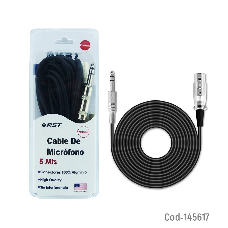 Cable de microfono canon a plug 6.3 de 5 metros marca rst con conectores de metal mayorista — imagen 2