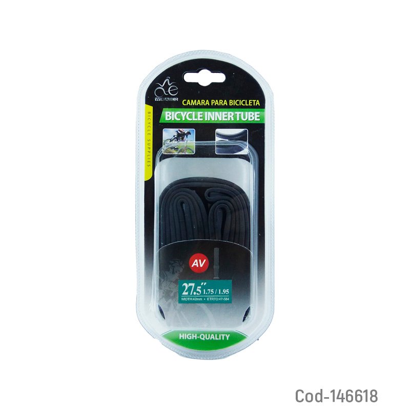 Camara para bicicleta aro 27 x 1, 1.75 / 1.95 marca weiaier con valvula - pack de 10 unidades mayorista — imagen 3