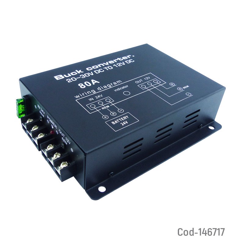 Inversor de voltaje de 24 volt a 12 volt a 80 amp con ventilador. mayorista — imagen 3