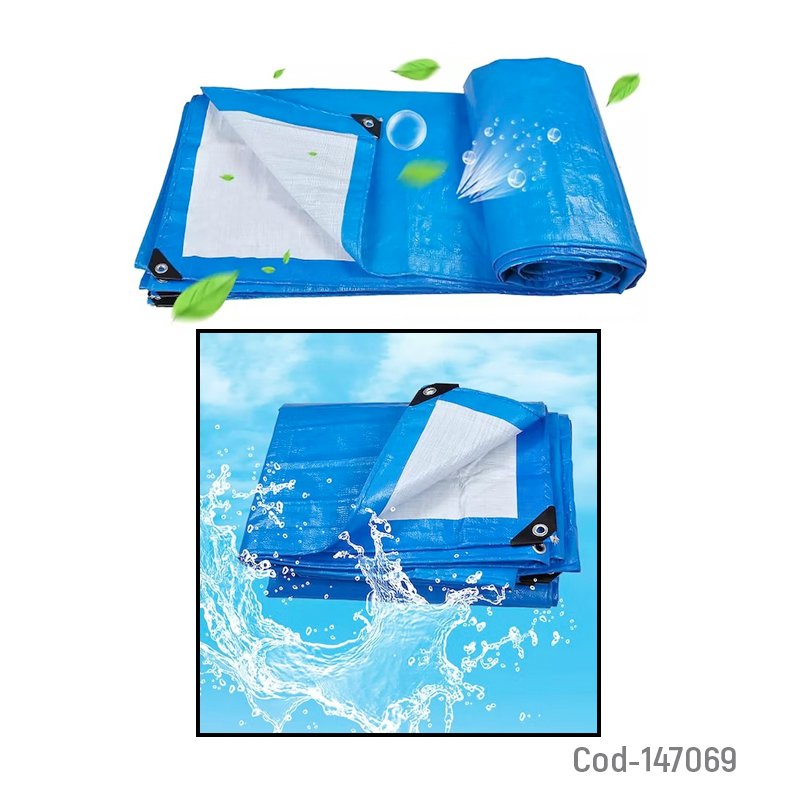 Lona carpa multiuso impermeable azul con ojales de 6 x 4 metros. mayorista — imagen 2