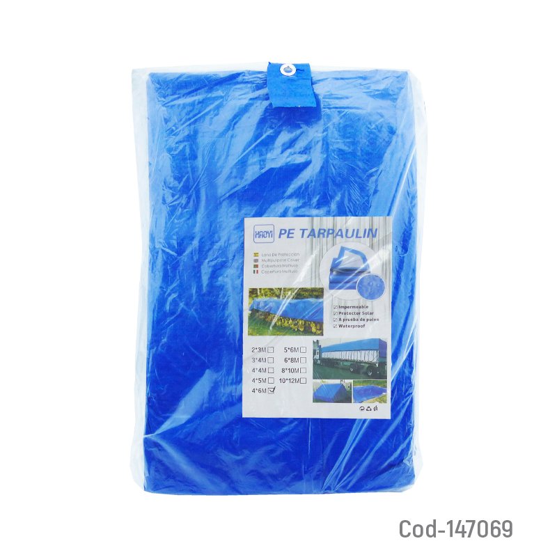 Lona carpa multiuso impermeable azul con ojales de 6 x 4 metros. mayorista — imagen 3