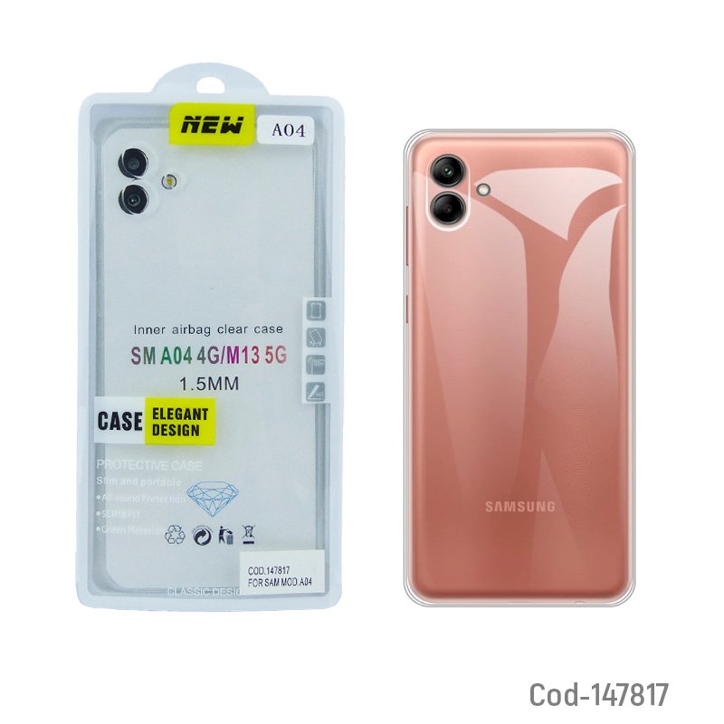 Carcasa funda para samsung a04 4g antigolpes de silicona transparente marca new - pack de 20 unidades mayorista — imagen 3