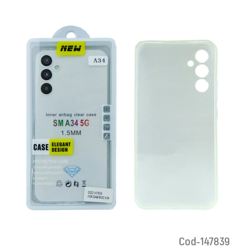 Carcasa funda para samsung a34 5g antigolpes de silicona transparente marca new - pack de 20 unidades mayorista — imagen 3