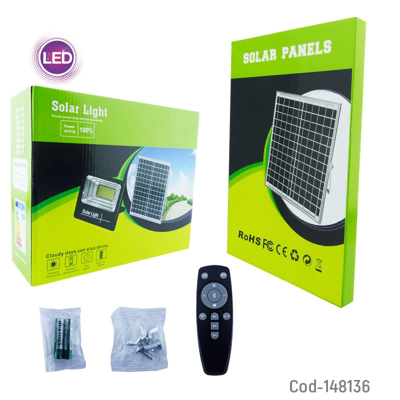 Proyector solar led de 300 watt con panel solar, 1400 led y control remoto mayorista — imagen 4