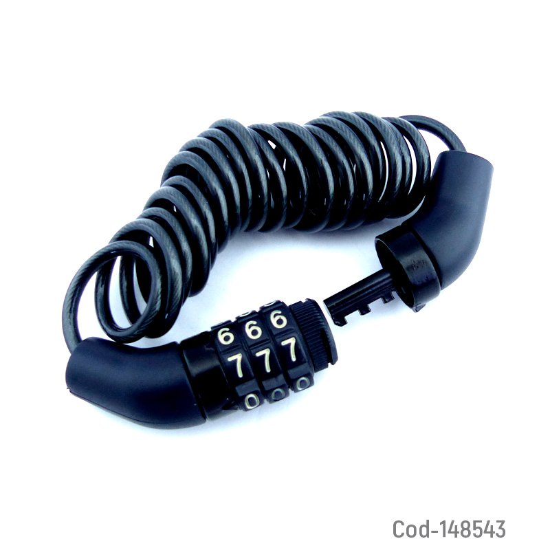 Cadena para casco de moto, cerrojo de combinacion marca helmet, de 1.2 mts - pack de 10 unidades mayorista — imagen 2
