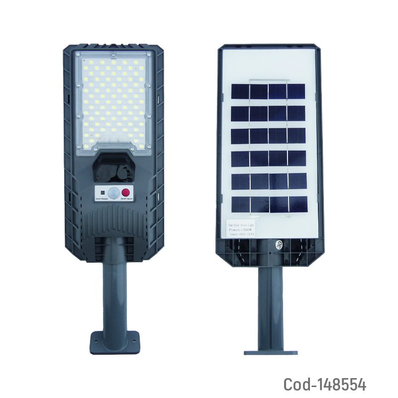 Foco con brazo solar de 300 watt, 79 led, en pvc con control remoto y sensor. mayorista — imagen 2