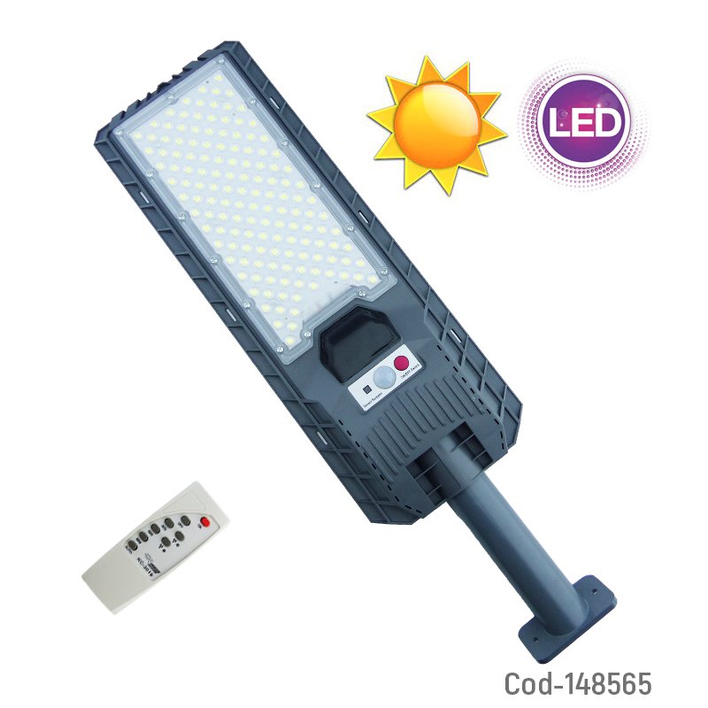 Foco con brazo solar de 500 watt, 140 led, en pvc con control remoto y sensor. mayorista — imagen 4