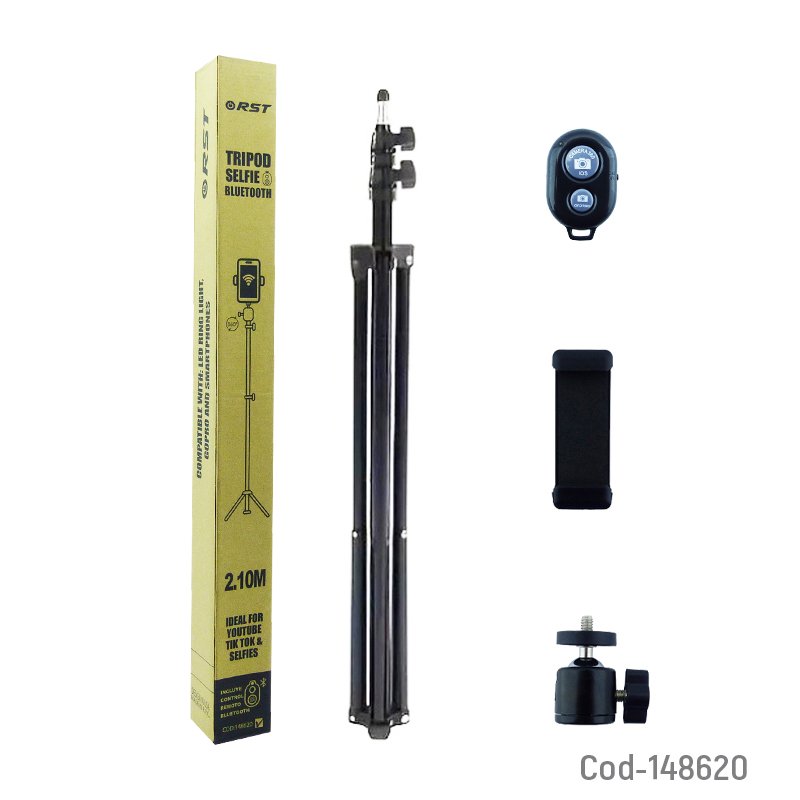 Tripode de 2.10 mts para smartphone con control bluetooth marca rst, 360°. mayorista — imagen 3