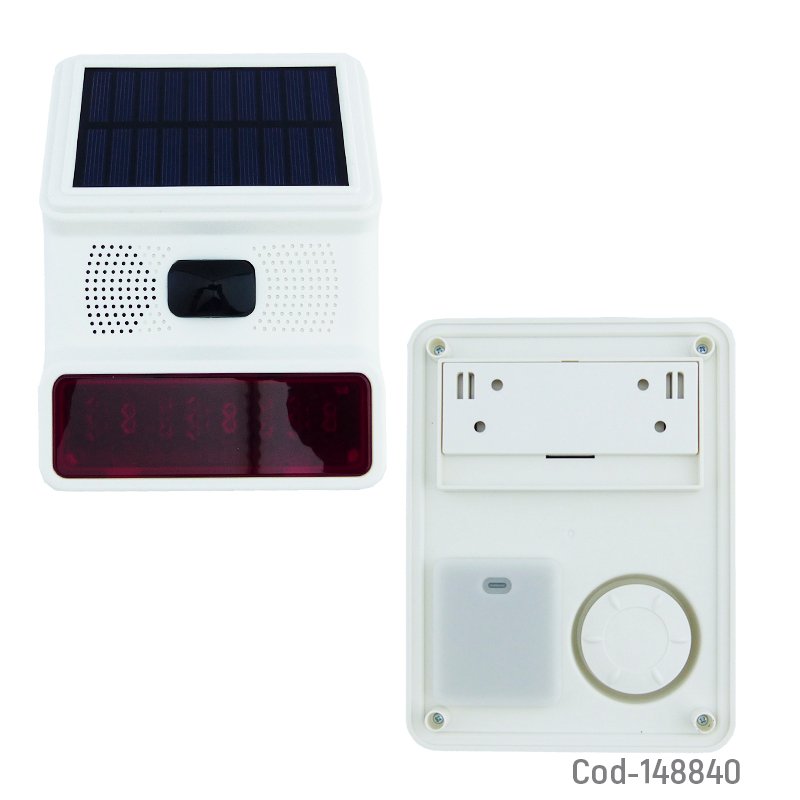 Alarma sirena con baliza solar marca new grade con control remoto y sensor de movimiento mayorista — imagen 2