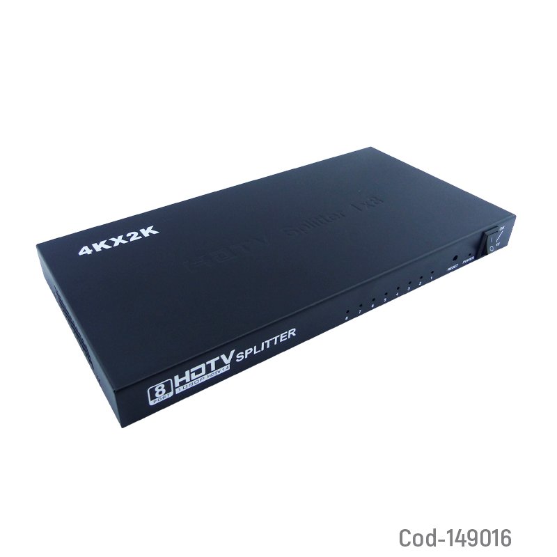 Spliter HDMI 1 X 8 Salidas Modelo Slim Ultra 4K Con Transformador. 27.5 cm x 13.5 cm x 2.8 cm por mayor en Chile