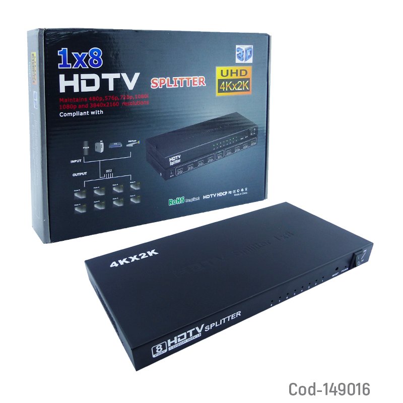 Spliter hdmi 1 x 8 salidas modelo slim ultra 4k con transformador. mayorista — imagen 4