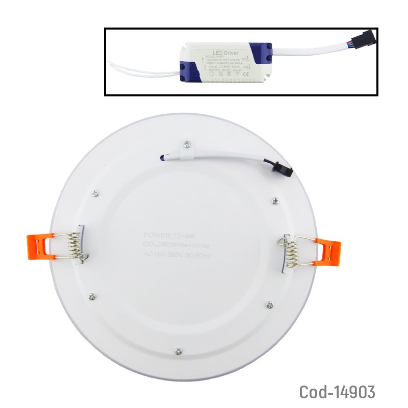 Foco led panel de 12 y 4 watt redondo duo blanco de luz fria para cielo falso mayorista — imagen 2
