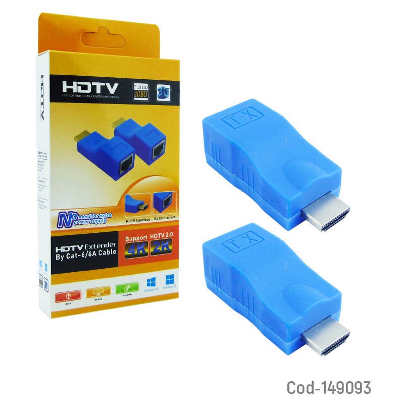 Extensor conector hdmi a lan rj-45 hasta 30 mts y 1080 p - pack de 10 unidades mayorista — imagen 3
