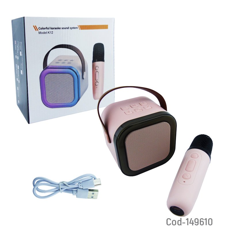 Parlante karaoke portable con microfono, luz y conexion usb, aux y pd. modelo k12 mayorista — imagen 5