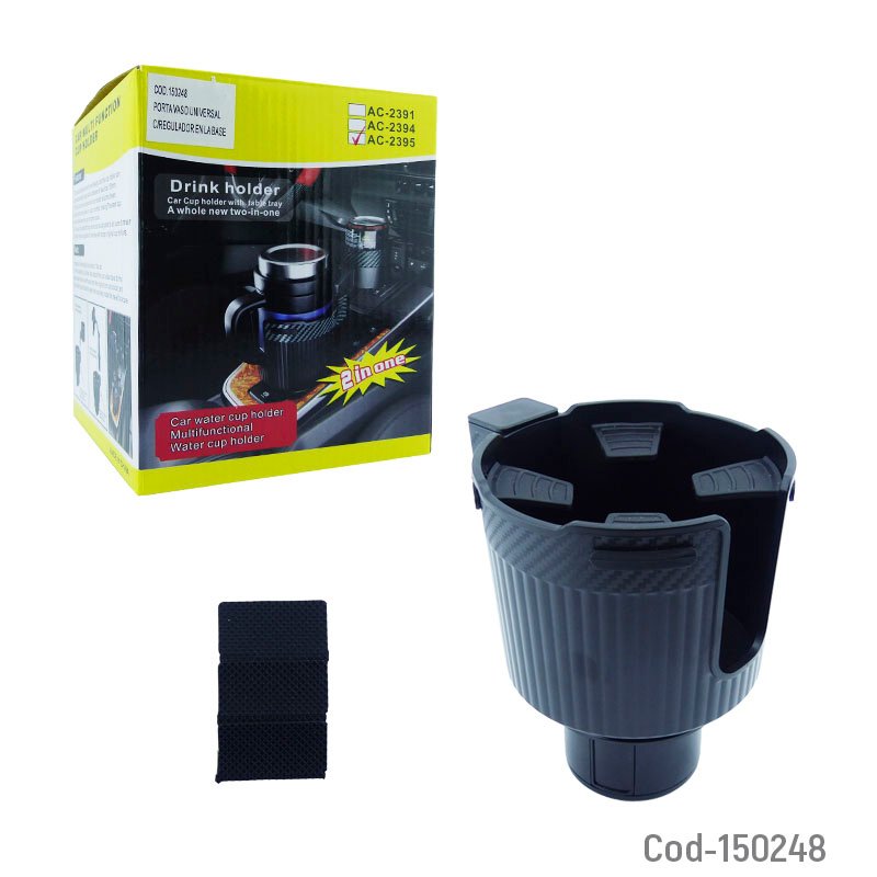 Porta Vaso Para Auto Universal Modelo AC-2395 Con Regulador En Base 15.4 cm x 13.5 cm por mayor en Chile