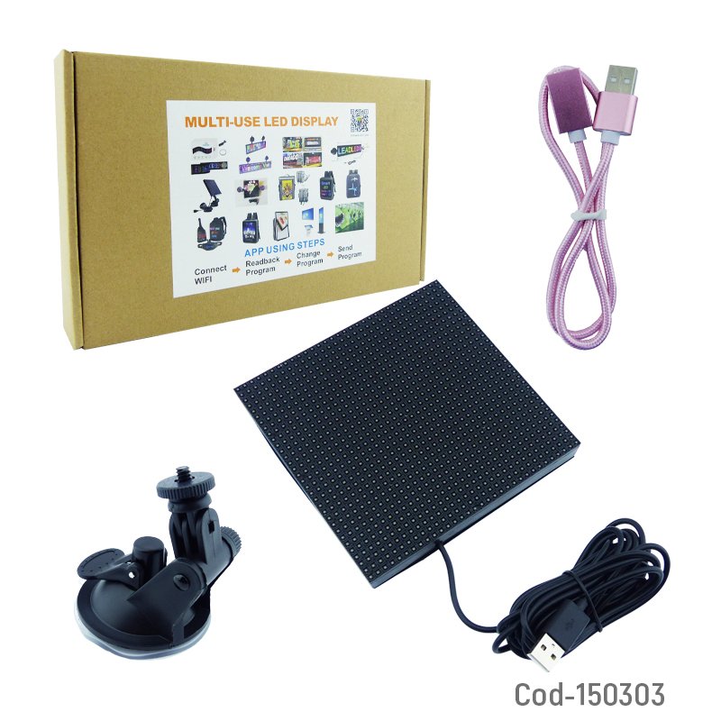 Letrero led mini cuadrado programable para auto con ventosa y app para smartphone. mayorista — imagen 3