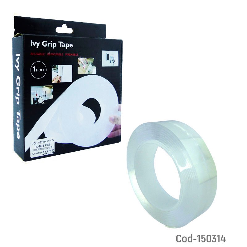 Cinta doble faz lavable transparente adherente ivy grip - pack de 10 unidades mayorista — imagen 2