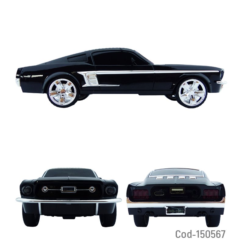 Parlante recargable modelo ws-1967 auto mustang de 10 watt con bluetooth, tf y auxiliar. mayorista — imagen 2