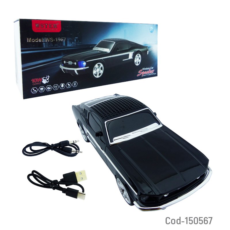 Parlante recargable modelo ws-1967 auto mustang de 10 watt con bluetooth, tf y auxiliar. mayorista — imagen 4