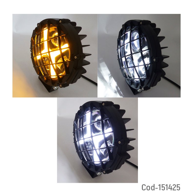 Foco delantero redondo de 6.5” en metal con rejilla duo color a 12 - 24 volt mayorista — imagen 3