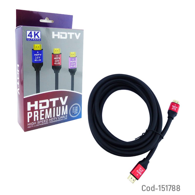Cable hdmi marca hdtv de 3mts, 4k, version 2.0, punta de metal. - pack de 10 unidades mayorista — imagen 3
