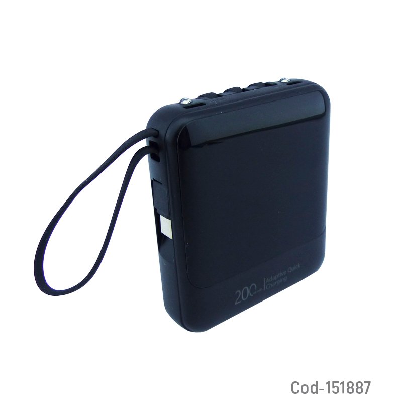 Bateria De Emergencia Mini Conexion USB, Type-C Y 4 Cables Para Carga USB, Type-C, Micro 5 Pin E Iphone A 20.000 Mah 9 cm x 9 cm x 2.6 cm por mayor en Chile