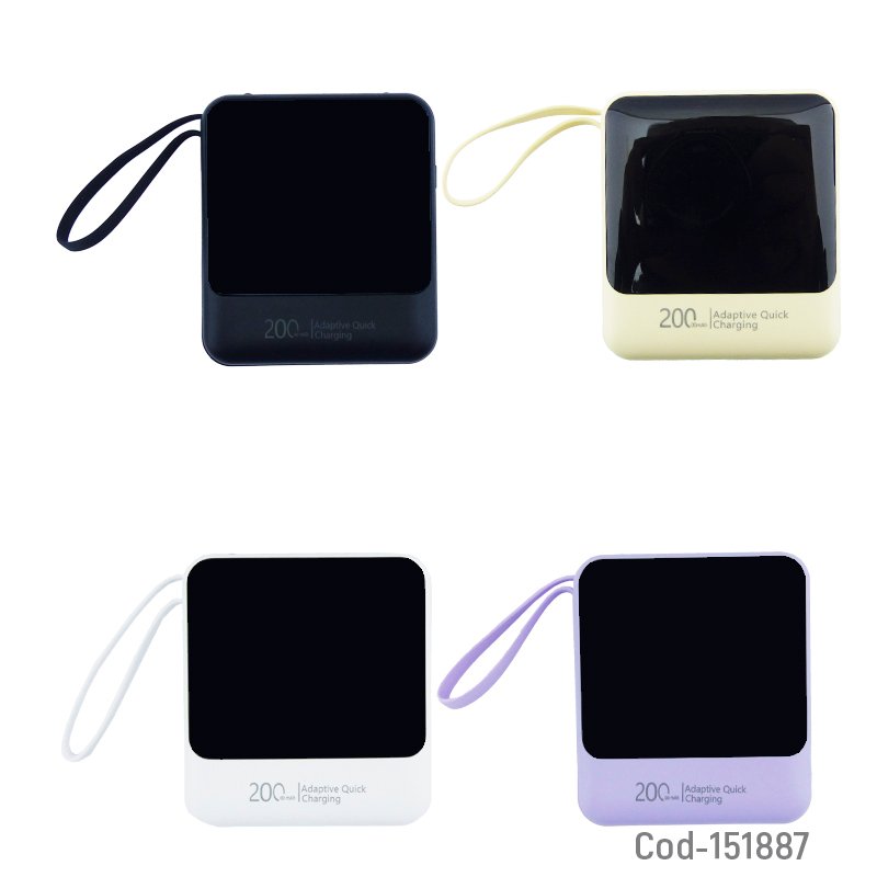 Bateria de emergencia mini conexion usb, type-c y 4 cables para carga usb, type-c, micro 5 pin e iphone a 20.000 mah mayorista — imagen 4