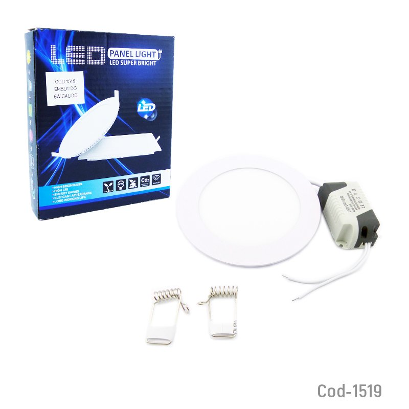 Foco led 6 watt, panel embutido redondo, luz calida, para cielo falso. mayorista — imagen 3