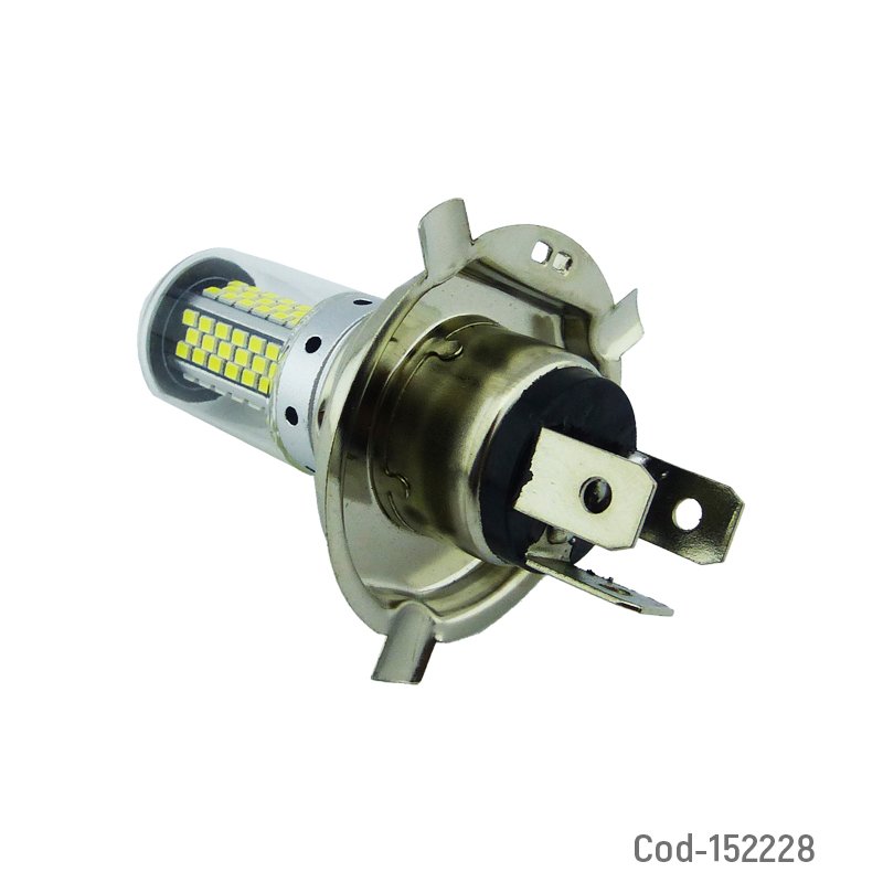 Ampolleta para moto h-4 marca new de luz blanca, 106 led a 20 watt, 12 volt en aluminio. mayorista — imagen 2