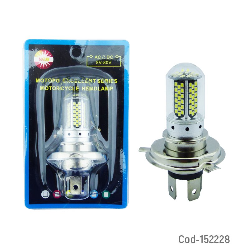 Ampolleta para moto h-4 marca new de luz blanca, 106 led a 20 watt, 12 volt en aluminio. mayorista — imagen 4