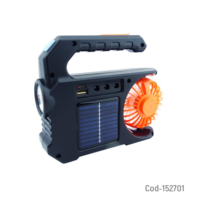 Linterna led solar mas cob y ventilador modelo kj-209tf recargable. mayorista — imagen 2
