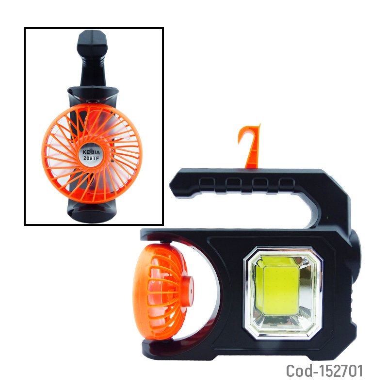 Linterna led solar mas cob y ventilador modelo kj-209tf recargable. mayorista — imagen 3