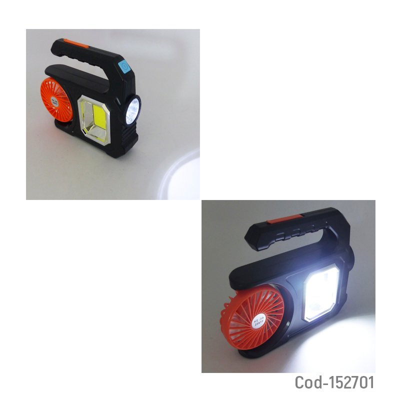 Linterna led solar mas cob y ventilador modelo kj-209tf recargable. mayorista — imagen 4
