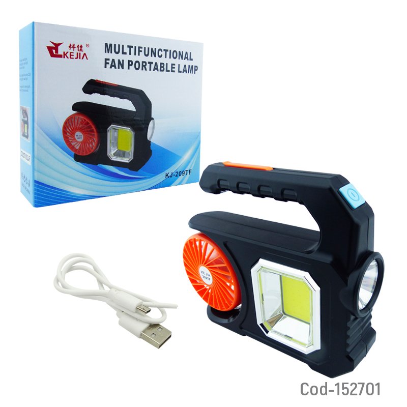 Linterna led solar mas cob y ventilador modelo kj-209tf recargable. mayorista — imagen 5