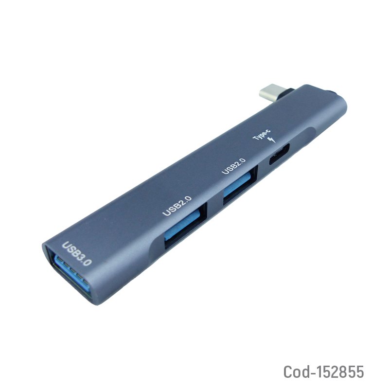 HUB Type-C A 3 USB 3.0 Mas PD Extender Modelo SX-71 En Aluminio. 9.9 cm x 2.6 cm por mayor en Chile