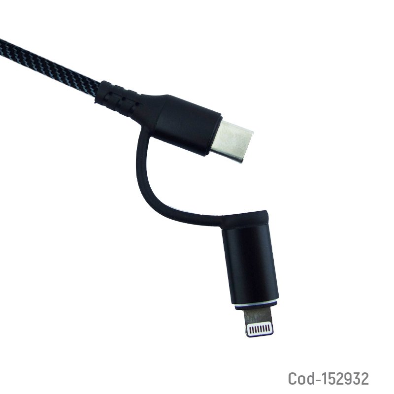 Cable adaptador 2 en 1 type-c a, lightning a jack 3.5 mm hembra modelo sx-90 soga. - pack de 10 unidades mayorista — imagen 2