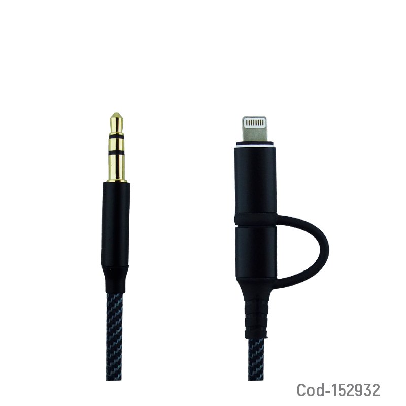 Cable adaptador 2 en 1 type-c/ lightning a plug 3.5 mm modelo sx-89 soga de 1 mts - pack de 10 unidades mayorista — imagen 3