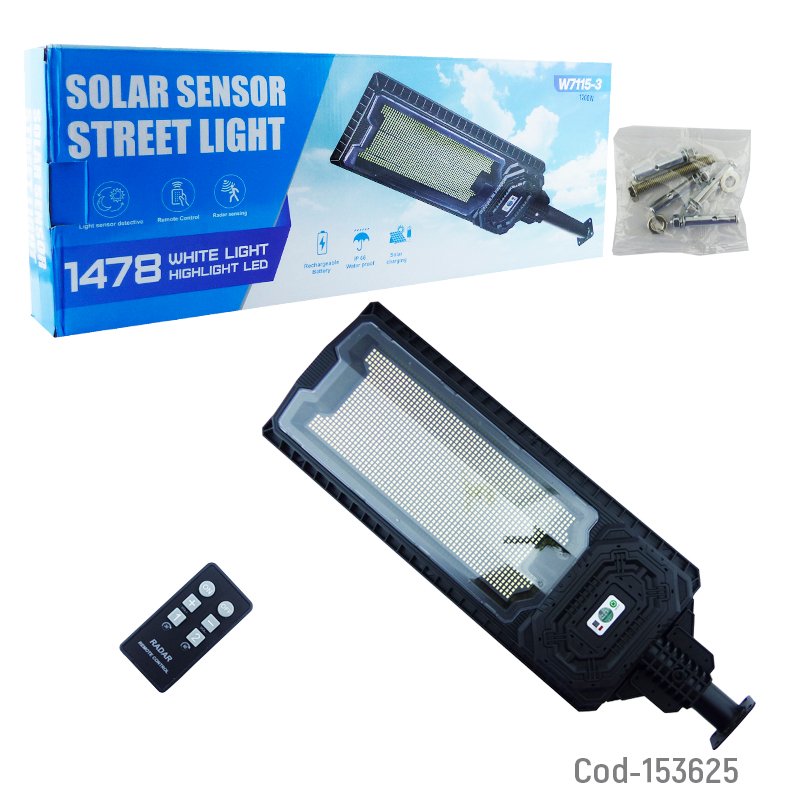 Foco Con Brazo Solar De 1200 Watt, 1478 LED Modelo W-7115-3 Con Control Remoto 62 cm X 22 cm por mayor en Chile