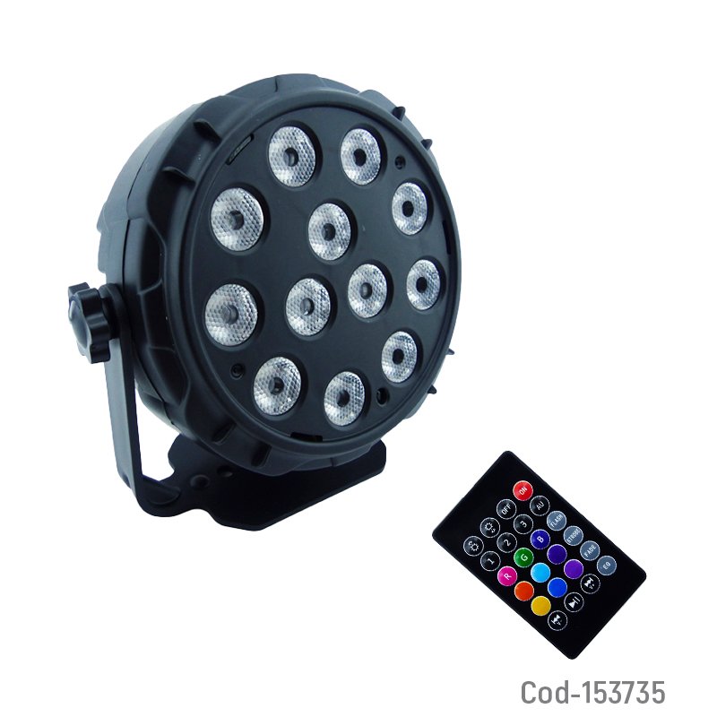 Luz Disco RGB De 12 LED Ritmico Con Control Remoto 13.3 cm x 5.5 cm por mayor en Chile