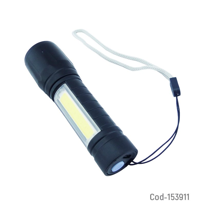 Linterna de 1 led mas 1 led cob tactica de metal con potencia de 200 lumenes recargable. - pack de 10 unidades mayorista — imagen 2