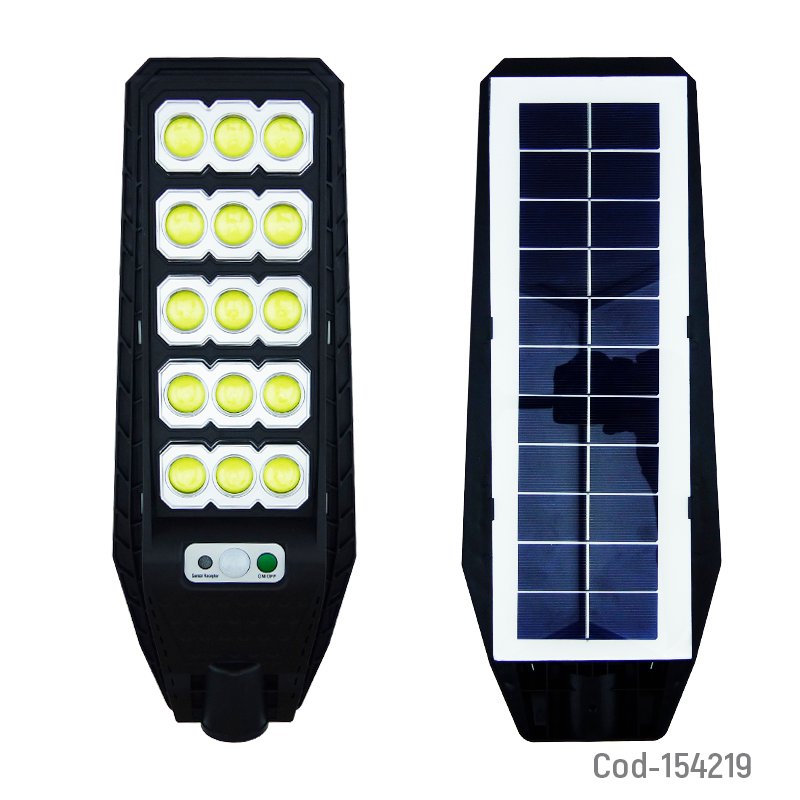 Foco solar con brazo de 500 watt, 15 led cob en 5 placas marca jortan con sensor y control remoto mayorista — imagen 2