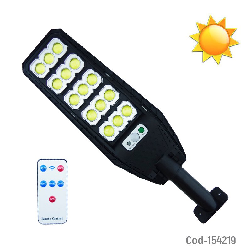 Foco solar con brazo de 500 watt, 15 led cob en 5 placas marca jortan con sensor y control remoto mayorista — imagen 4