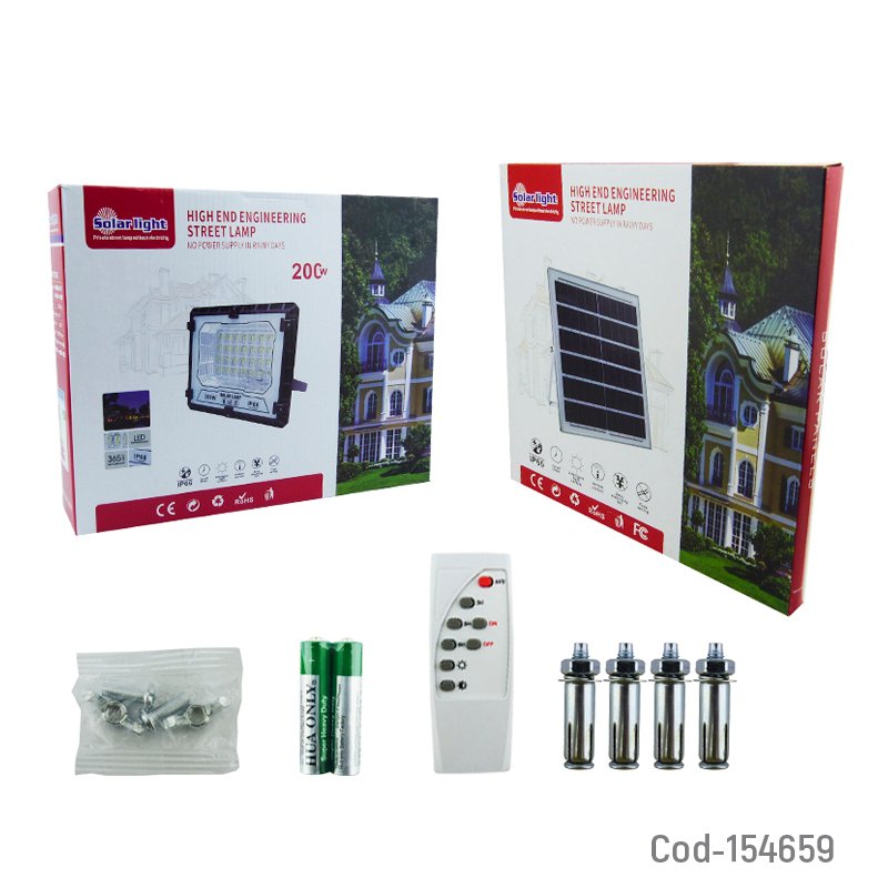 Proyector solar led de 200 watt de 328 led con panel y control remoto mayorista — imagen 4