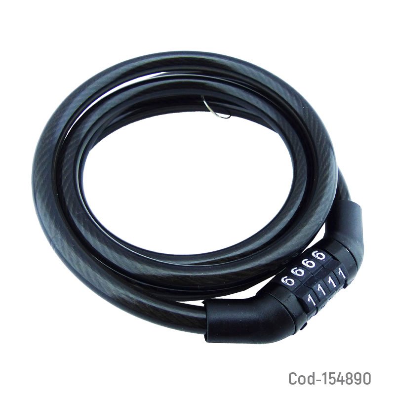 Cadena para bicicleta retractil de goma con combinacion de 4 digitos marca lock mayorista — imagen 2